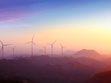 Wind turbines sunrise