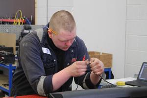 Technician concentrating